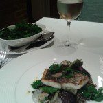 Fillet of stonebass with quinoa 'beach' with Welsh sea vegetables 