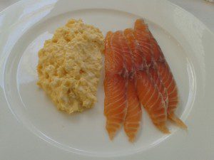 smoked salmon and scrambled eggs at ockenden manor breakfast