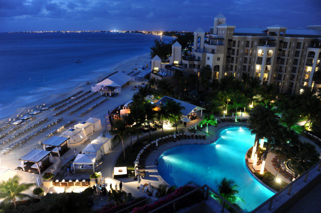 seven mile beach at night in the Cayman Islands