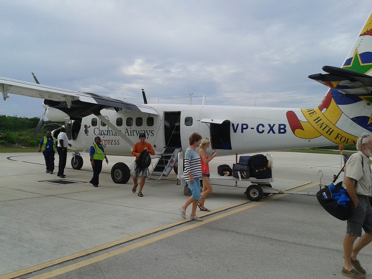 Cayman Airways plane at Little Cayman