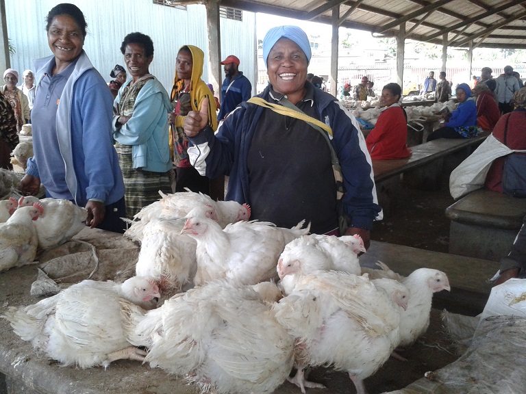 Chickens for sale at the local market