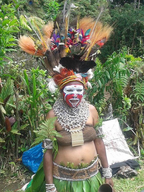 woman in traditional dress in Papua New Guinea