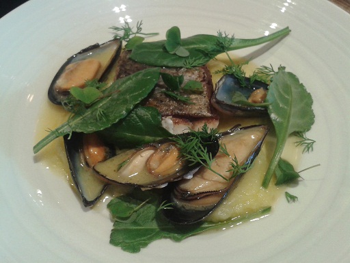 Hake, lemon potato vinagrette and mussels at rabbit restaurant kings road