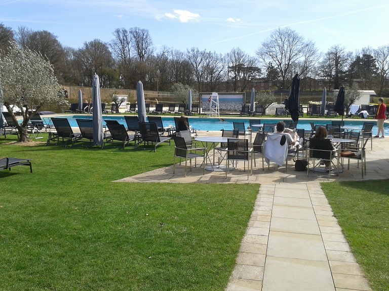 The Grove Hotel Hertfordshire outdoor swimming pool in the walled garden