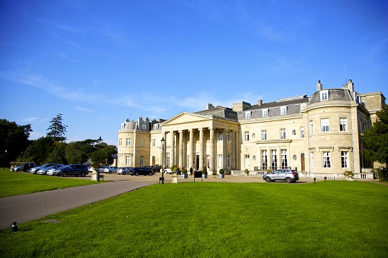 The front of Luton Hoo in the sunshine