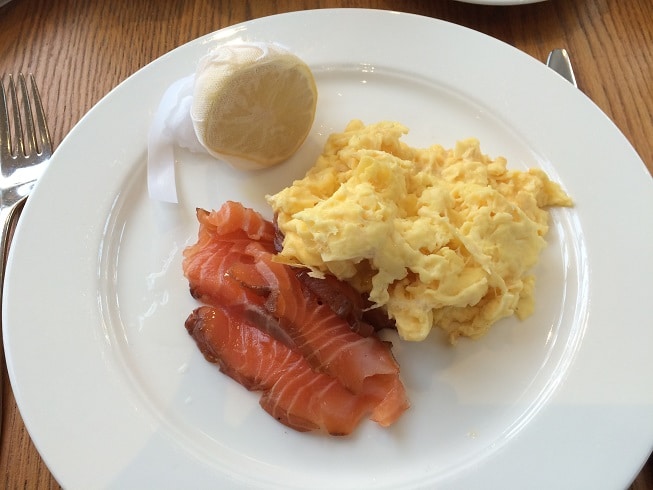 Scrambled eggs and smoked salmon at Calcot Manor