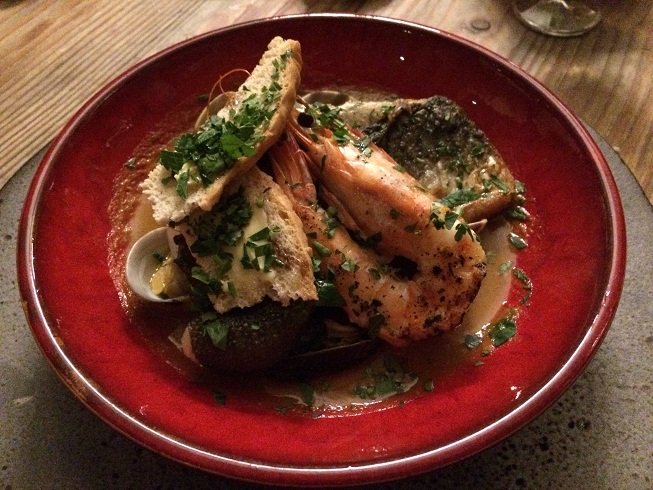 Mediterranean-style fish starter at Burley Manor