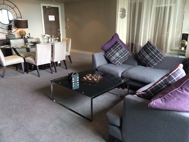 lounge in the Kay Peter suite at Brooklands hotel Weybridge