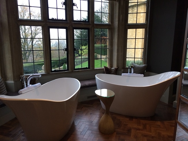 two baths facing each other at Foxhill Manor in the Cotswolds