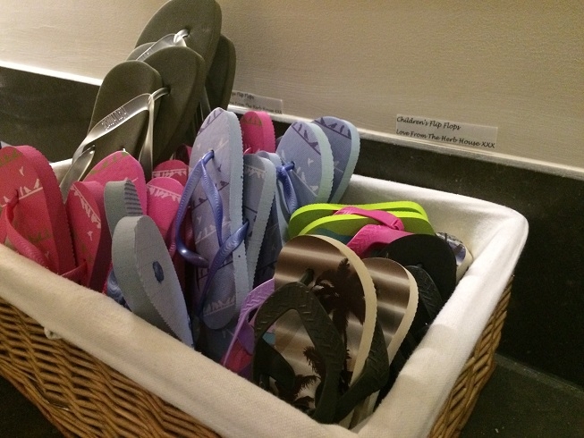 flip flops at lime wood hotel spa