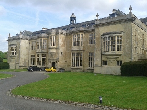 Hartwell House Buckinghamshire exterior with yellow car
