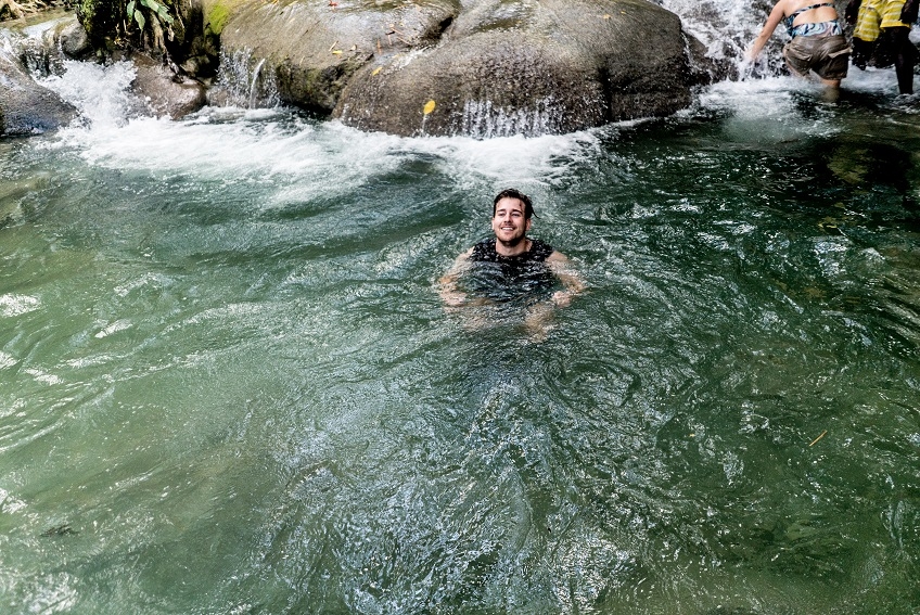 swimming in the Mayfield falls in Jamaica