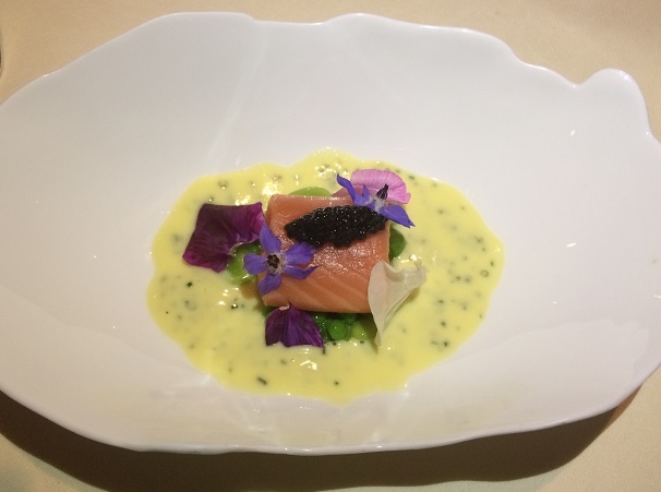 Salmon with Exmoor caviar and beurre blanc