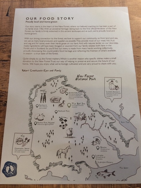 the food map of suppliers to the bell inn new forest