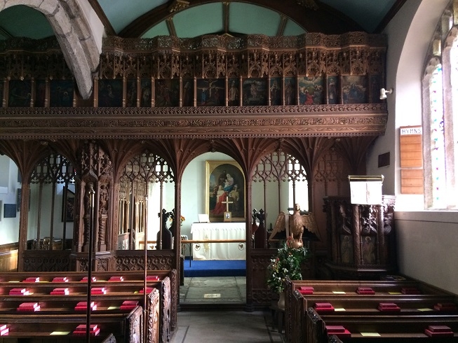 St Peter's church at Lewtrenchard Manor interior