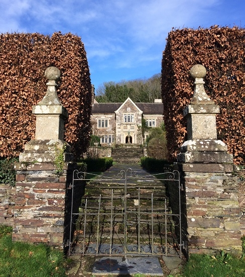 steps leading up to Lewtrenchard Manor