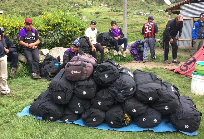 our pile of bags for the Inca Trail