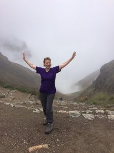 reaching the top of Dead Woman's Pass on the Inca Trail