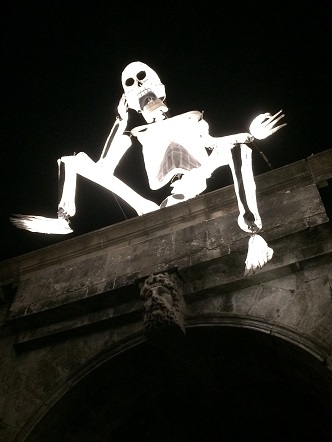 a skeleton on the walls of Derry during Awakening The Walls 