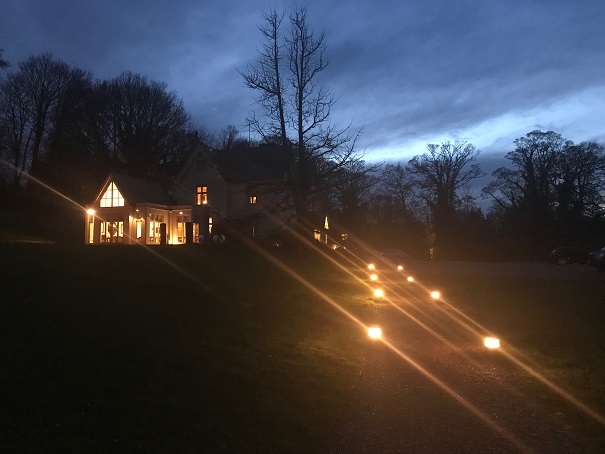 The spotlight walk back to Talbooth house & spa