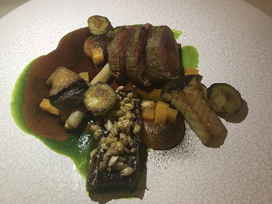 Salt chamber aged beef, short rib, butternut, salsify and beef jus