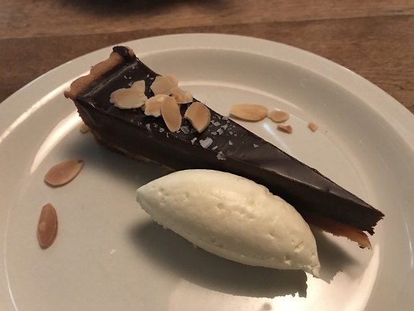 salted chocolate caramel tart at Pizza East in Shoreditch