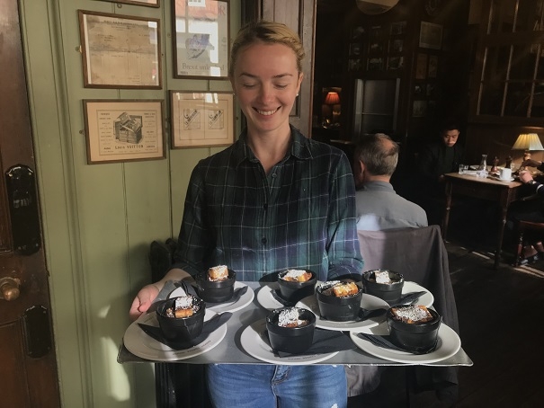 bread and butter pudding at The English Restaurant