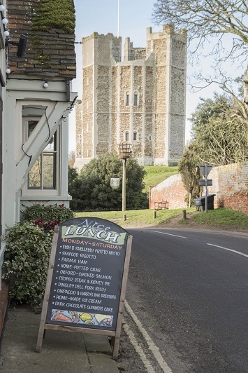 crown and castle orford sign and castle