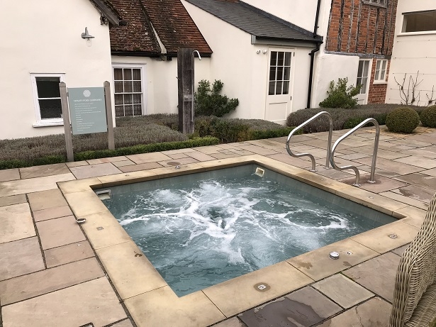 outdoor hot tub at the swan at lavenham