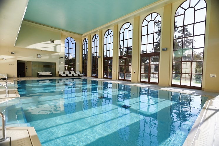 The impressive indoor pool at Stoke Park spa