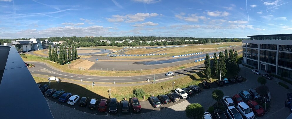 The view of the famous Brooklands motor-racing circuit from the Brooklands Hote
