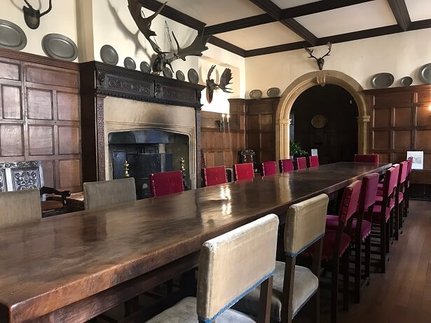 dining room at Sherborne Castle