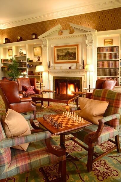The Library bar at Stapleford Park hotel (hotel pic)