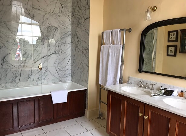 The bathroom in Zoffany bedroom at Stapleford Park hotel