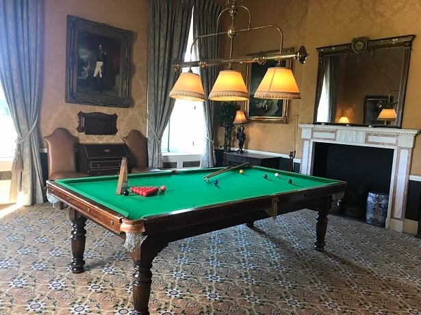 billiard table at Stapleford Park hotel