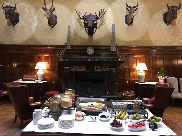 The breakfast buffet at Stapleford Park hotel