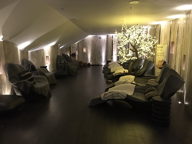 relaxing loungers in the Headland hotel spa