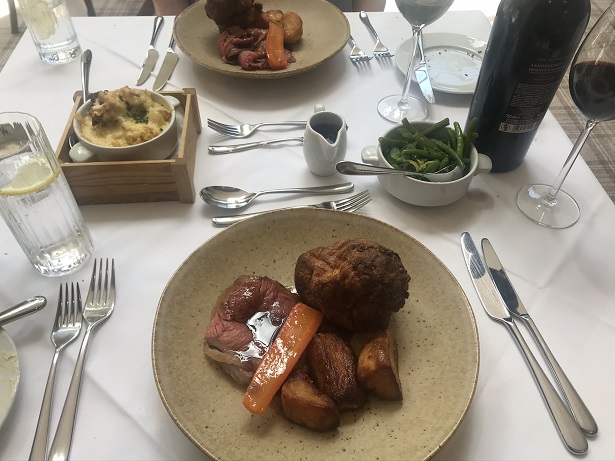 roast beef at Feversham Arms in the North York Moors