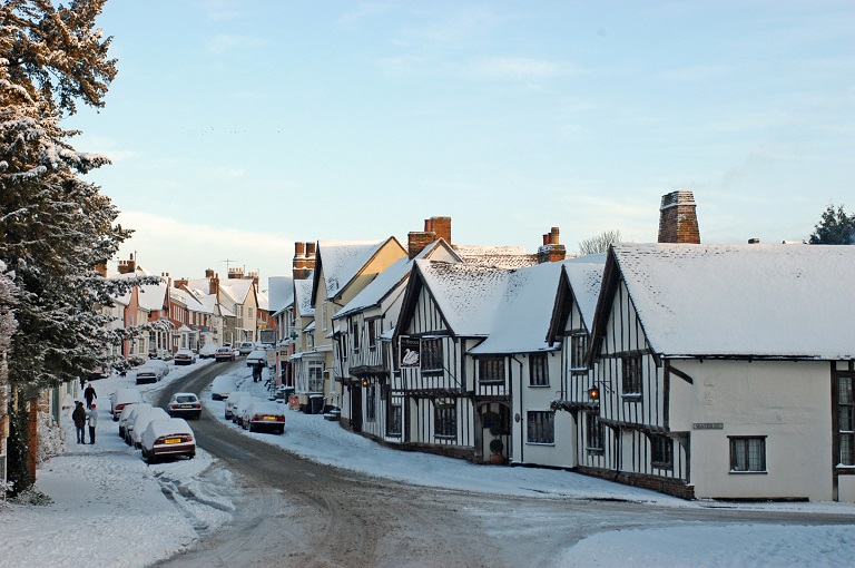 The Swan Lavenham in the snow