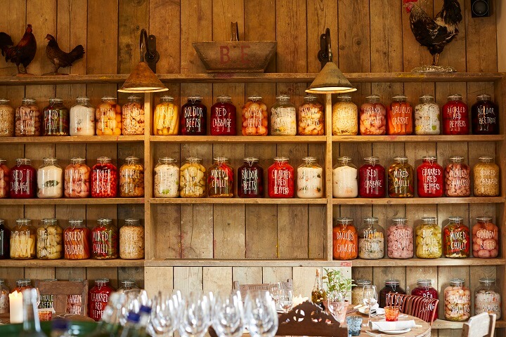 colourful pickle jars