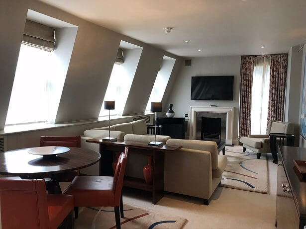 The lounge in the Penthouse Suite at Stafford London