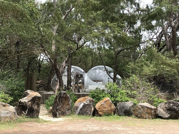 ocean view Bubble Lodge on the tiny island of Ile aux Cerfs