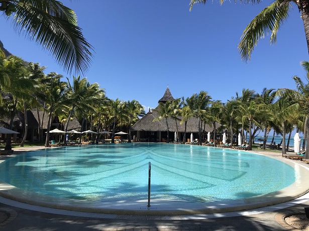 outdoor swimming pool at Paradis beachcomber hotel Mauritius