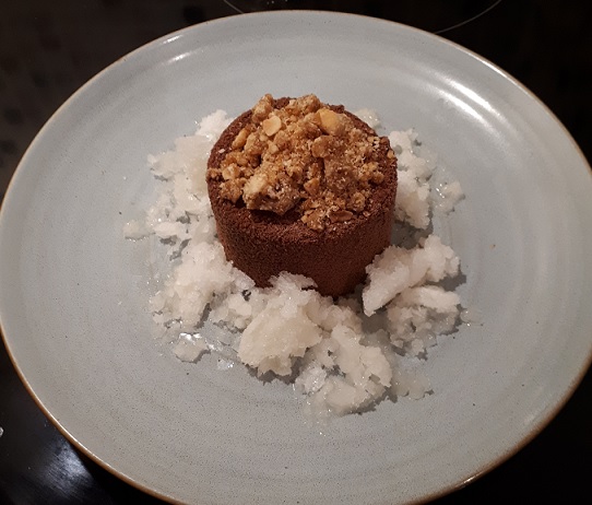 Spiced chocolate, hazelnut and lime dessert in the restaurant meal kit from northcote