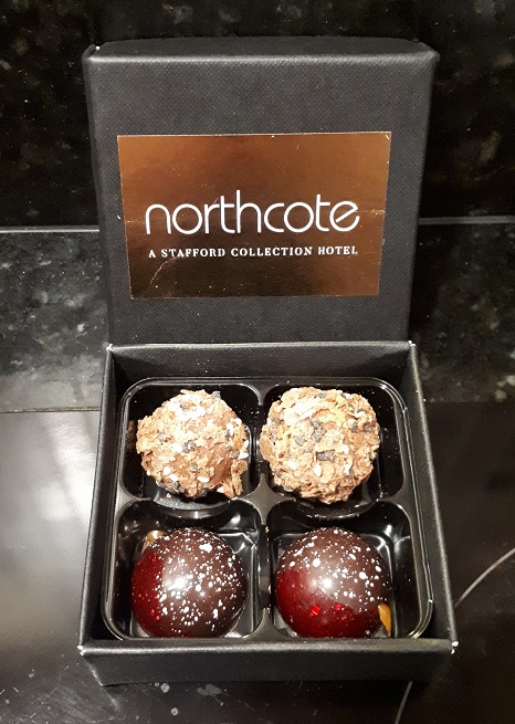 chocolates at the end of northcote's meal kit experience