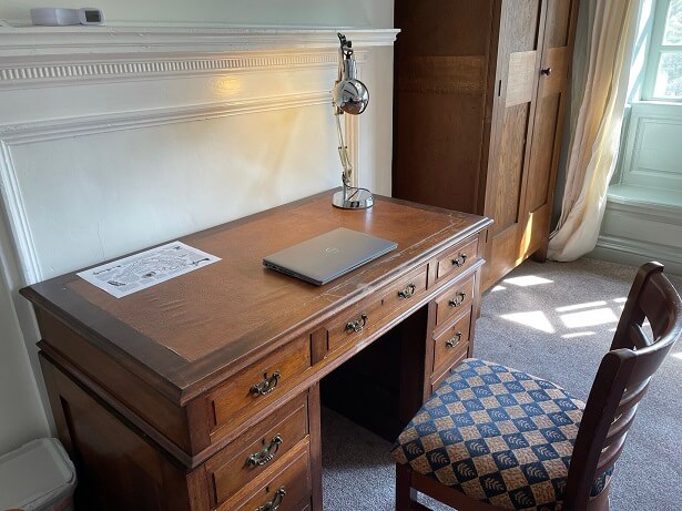 writing desk in my bedroom at Lumb Bank