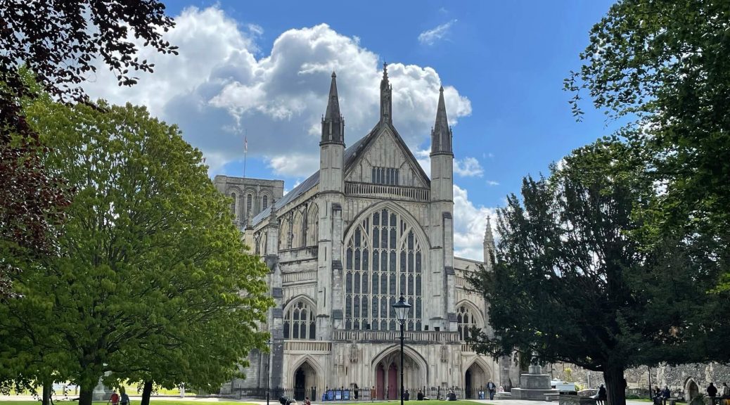 Winchester cathedral in the sunshine