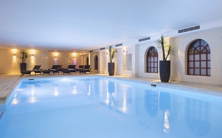 The 13-metre indoor swimming pool at Brandshatch hotel and spa, Kent