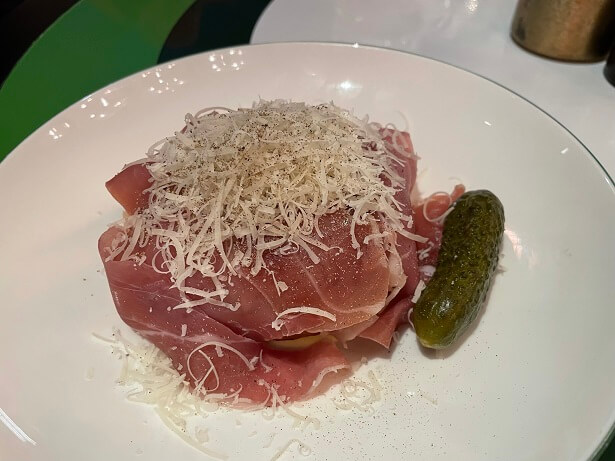 rosemary doughnut with parma ham and pickles at nhow London