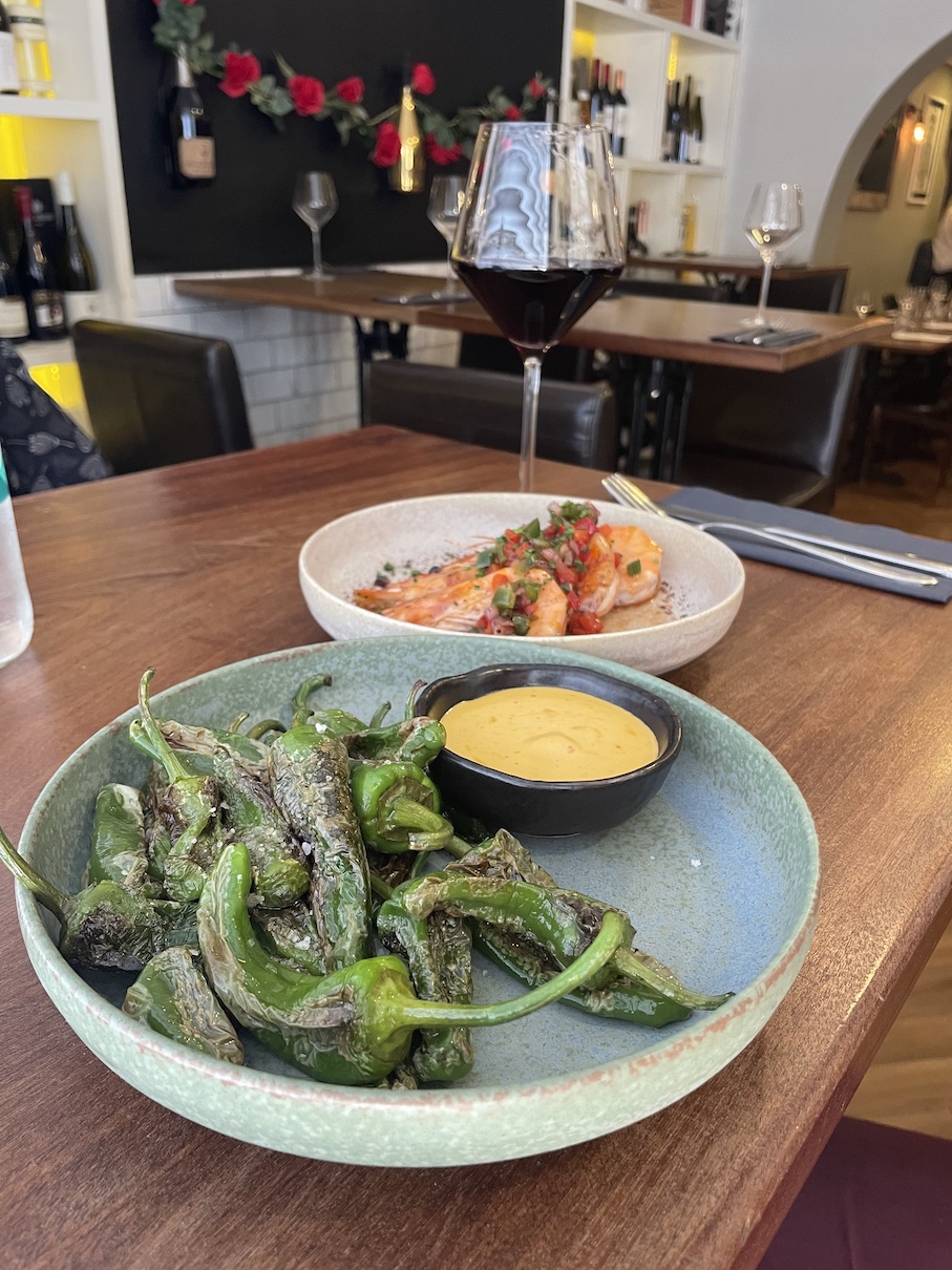 padron peppers at Cru in Eastbourne's Hyde Gardens